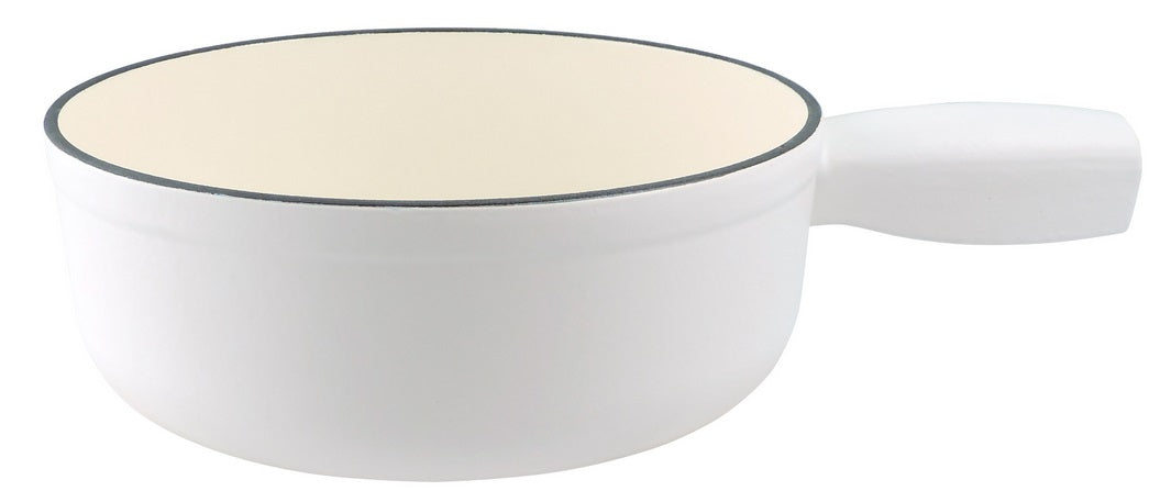 Swissmar White Matte Lugano Cast Iron Fondue Pot by Kitchen Niche