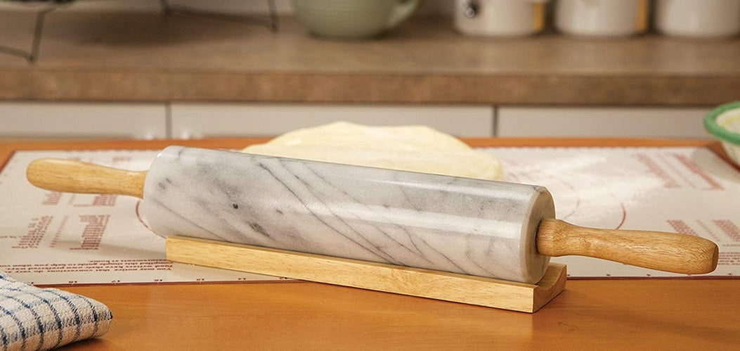 Fox Run White Marble Rolling Pin 10" by Kitchen Niche