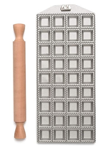 Marcato Ravioli Maker Mold with Rolling Pin 3.5cm / 1.37&quot; by Kitchen Niche