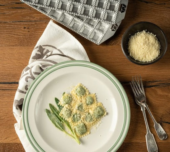 Marcato Ravioli Maker Mold with Rolling Pin 3.5cm / 1.37" by Kitchen Niche