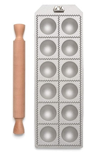 Marcato Ravioli Maker Mold with Rolling Pin 5.5cm / 2.1" by Kitchen Niche