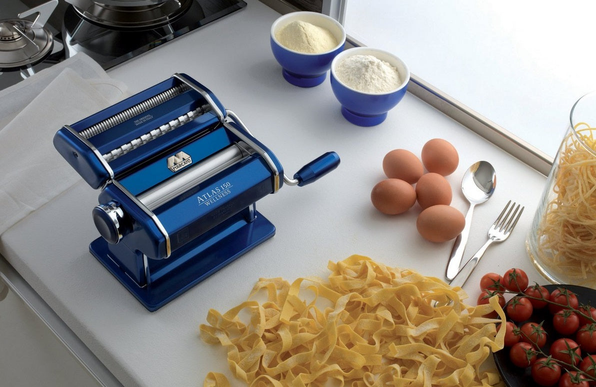 Marcato Atlas 150 Blue Wellness Pasta Machine by Kitchen Niche
