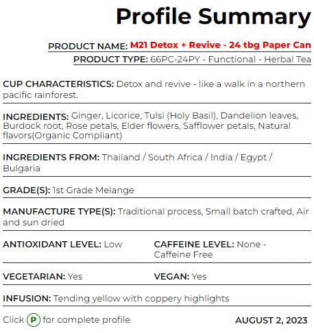 Metropolitan Tea M21 Detox & Revive Tea Can Of 24 Bags by Kitchen Niche