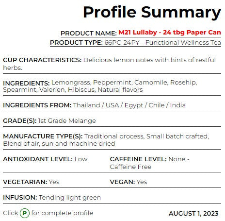 Metropolitan Tea M21 Lullaby Sleep Tea Can Of 24 Bags by Kitchen Niche