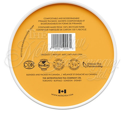 Metropolitan Tea M21 Turmeric Ginger Peach Tea Can Of 24 Bags by Kitchen Niche