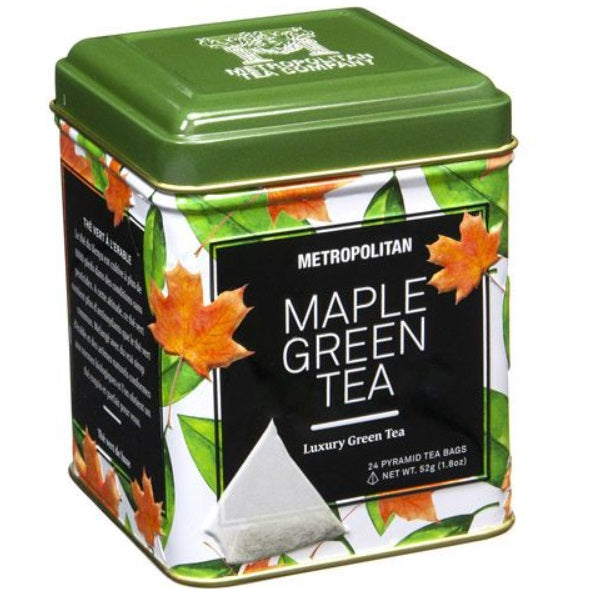 Metropolitan Tea Company Maple Green Tea Souvenir Tin Box of 24 Tea Bags Metropolitan Tea Company by Kitchen Niche