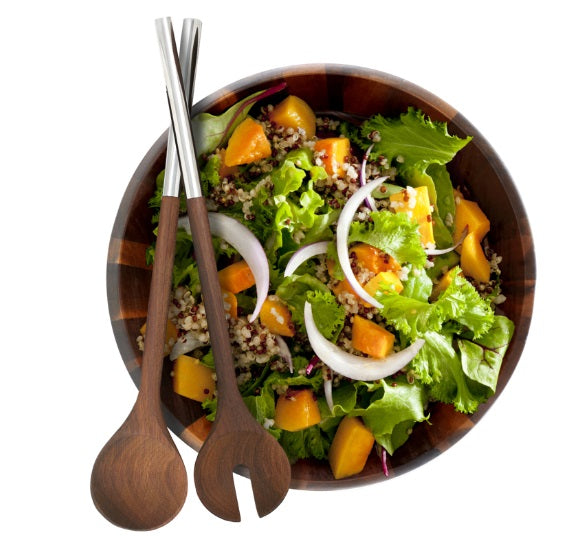 Natural Living Dark Acacia Salad Bowl by Kitchen Niche