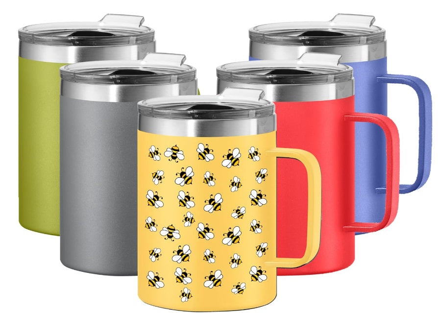 Oggi Bees Thermomug Insulated Double Walled Mug with Lid Oggi by Kitchen Niche