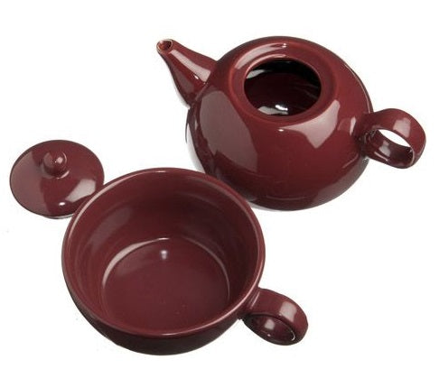 Old Amsterdam Burgundy 1-Cup Tea 4 One Teapot With Mug by Kitchen Niche