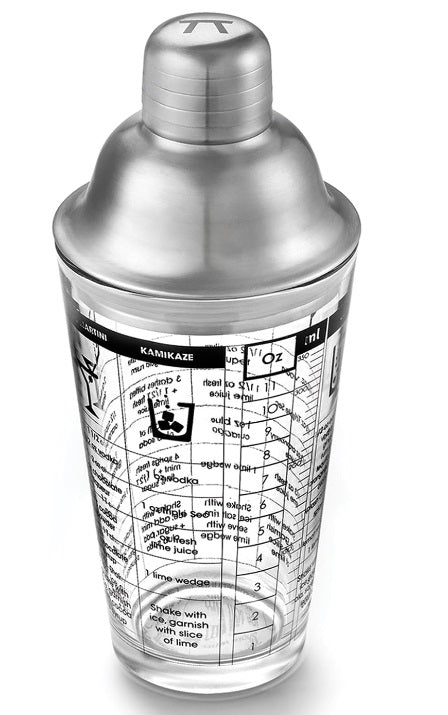 Outset Glass & Stainless Steel Cocktail Shaker with Recipes Outset by Kitchen Niche