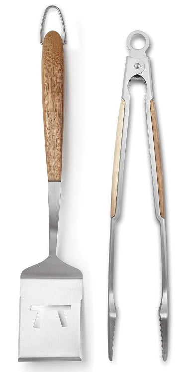 Outset Jackson Acacia Wood Grill Spatula & Tongs Set by Kitchen Niche