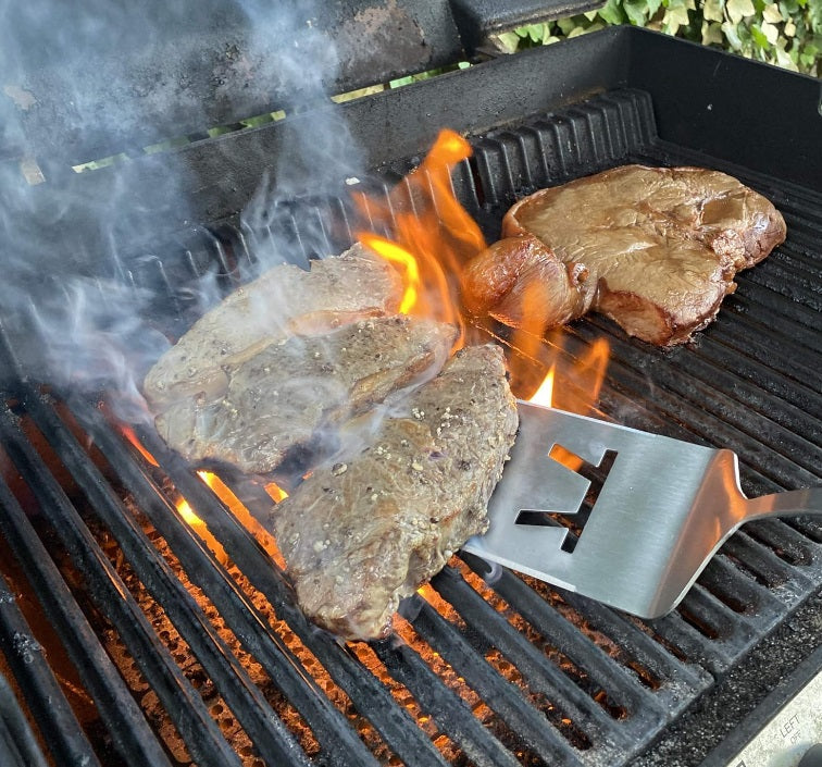 Outset Jackson Acacia Wood Grill Spatula & Tongs Set by Kitchen Niche