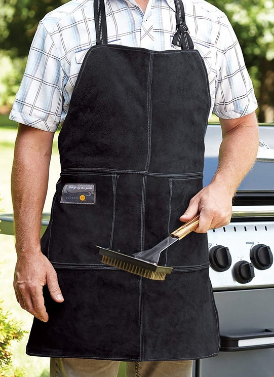 Outset Black Leather Grill Apron by Kitchen Niche