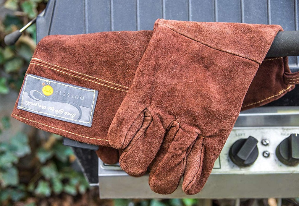 Outset Brown Leather Grill Gloves by Kitchen Niche