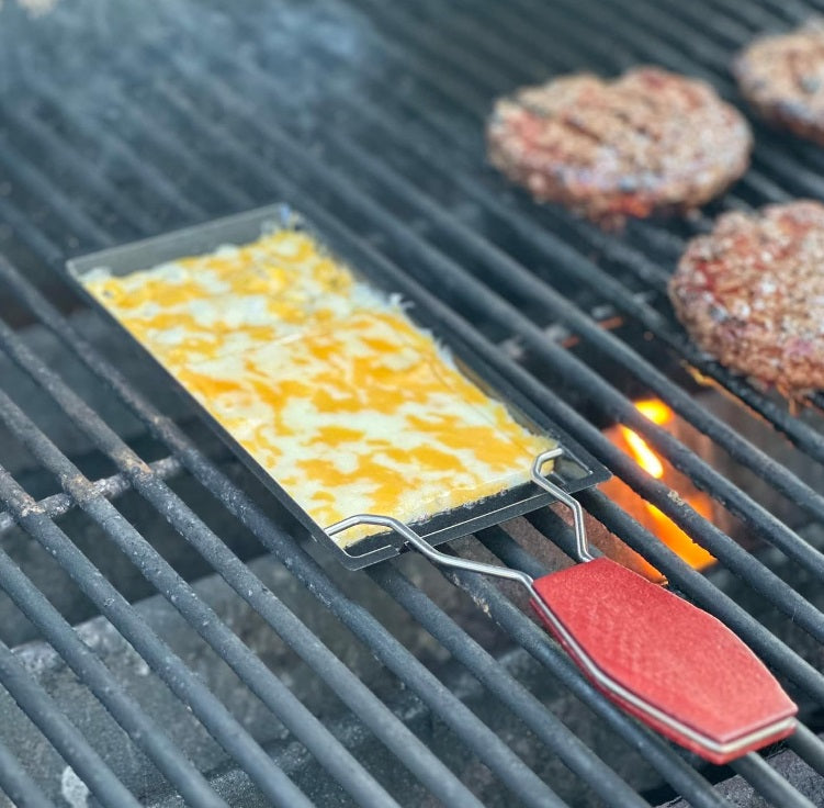 Outset BBQ Cheese Melt / Raclette Pan with Scraper