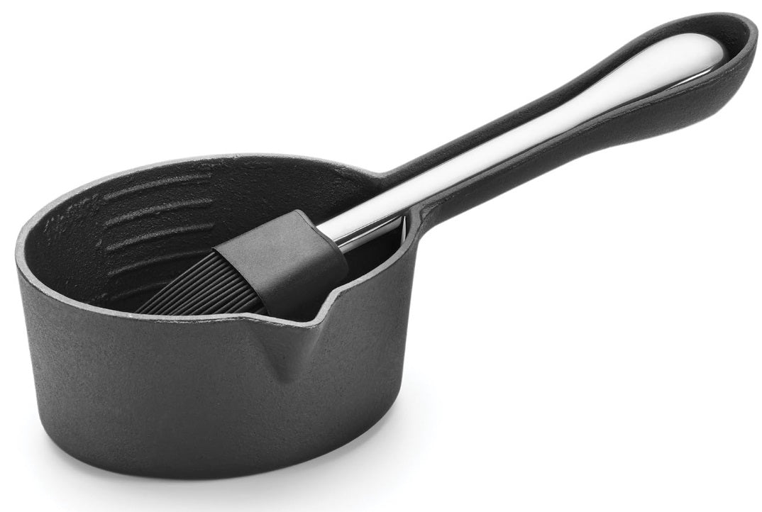 Outset Cast Iron Sauce Pot with Silicone Brush Outset by Kitchen Niche