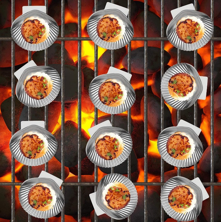 Outset Set of 12 Stainless Steel Grillable Sea Shells by Kitchen Niche
