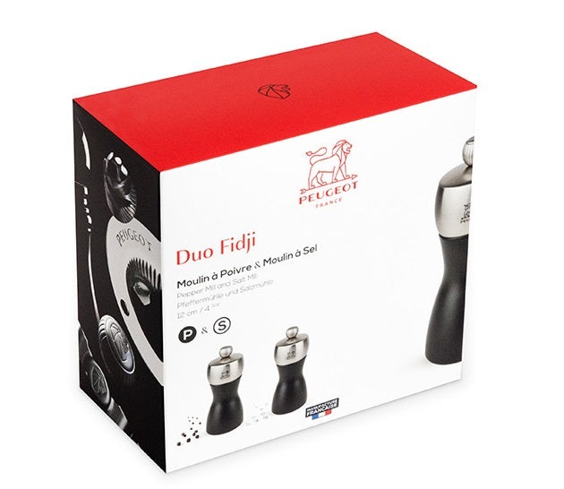 Peugeot Fidji Duo Black Salt and Pepper Mill Set 12cm by Kitchen Niche
