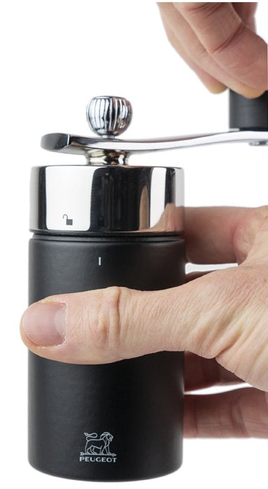 Peugeot Isen Black Matte Crank Handle Nutmeg Mill by Kitchen Niche