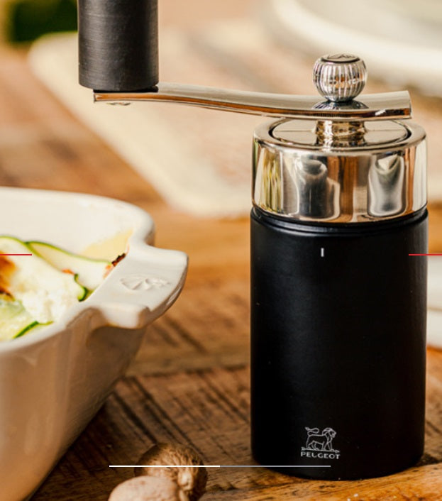 Peugeot Isen Black Matte Crank Handle Nutmeg Mill by Kitchen Niche