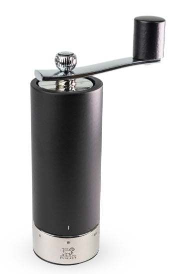 Peugeot Isen Black & Steel Crank Handle Pepper Mill by Kitchen Niche