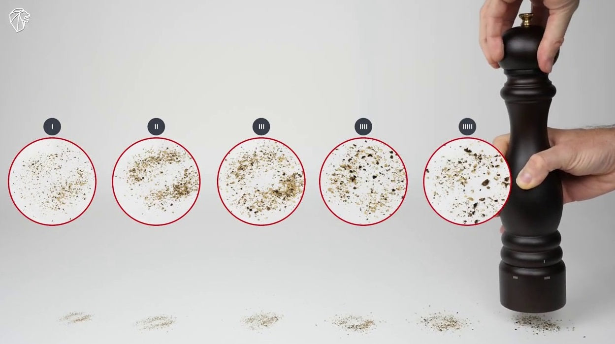 Peugeot Isen Black & Steel Crank Handle Pepper Mill by Kitchen Niche