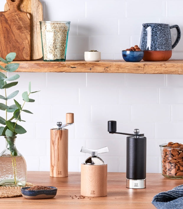 Peugeot Isen Black & Steel Crank Handle Pepper Mill by Kitchen Niche