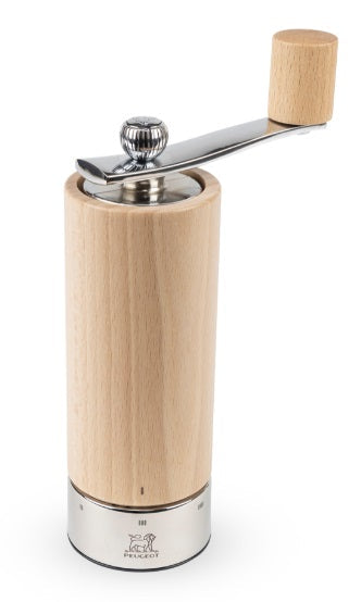 Peugeot Isen Natural & Steel Crank Handle Pepper Mill by Kitchen Niche