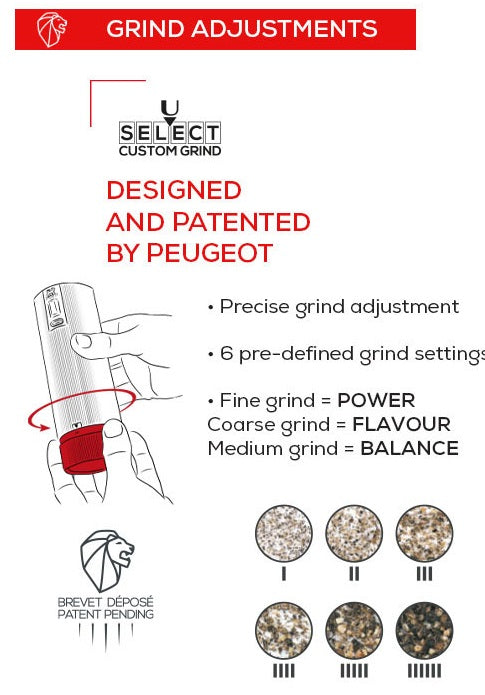 Peugeot Line Electric u'Select Rechargeable Salt Mill by Kitchen Niche