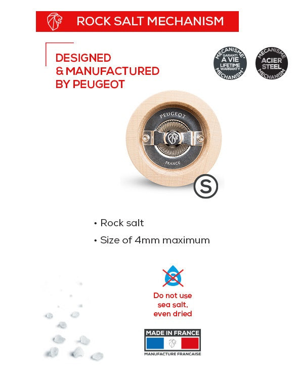 Peugeot Line Natural Salt Mill 12cm by Kitchen Niche
