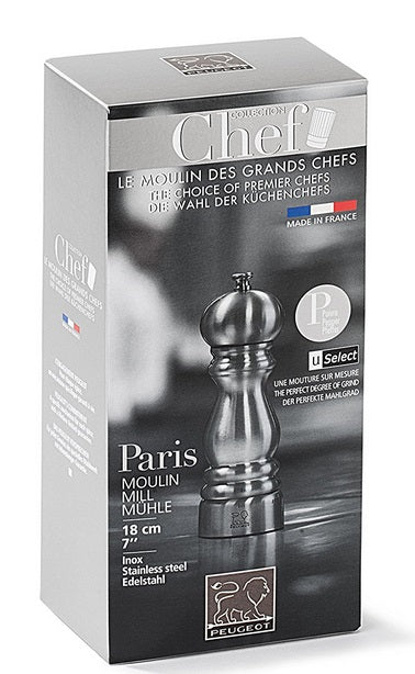 Peugeot Paris Chef u'Select Stainless Steel 18cm Salt Mill by Kitchen Niche