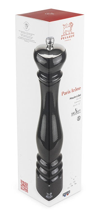 Peugeot Paris Icone Black Lacquer 30cm Salt Mill by Kitchen Niche