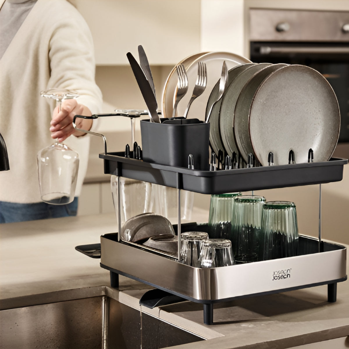 Joseph Joseph Excel Steel 2-Tier Dish Rack Joseph Joseph by Kitchen Niche