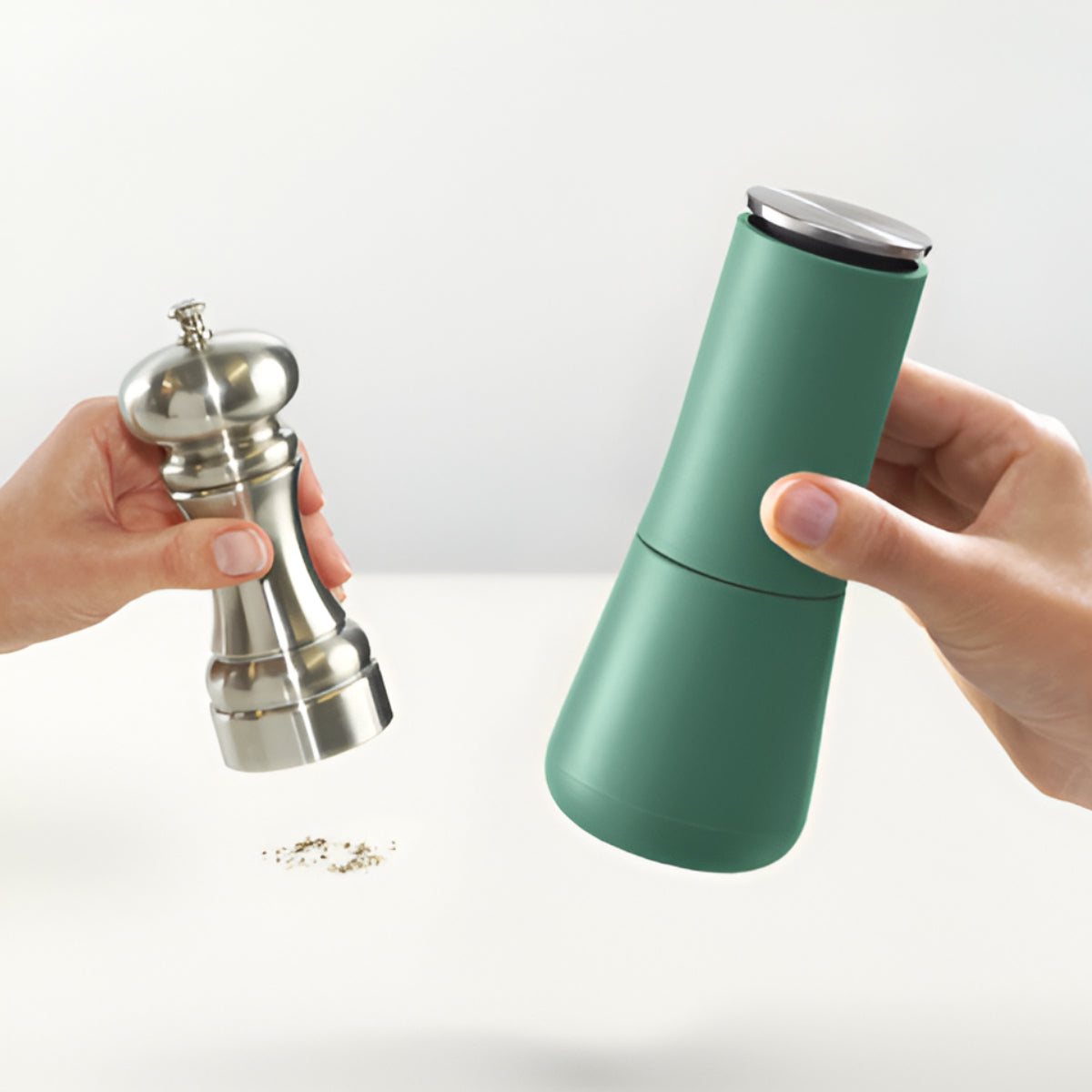 Joseph Joseph Milltop No-Spill Sage Salt & Pepper Mill Set Joseph Joseph by Kitchen Niche