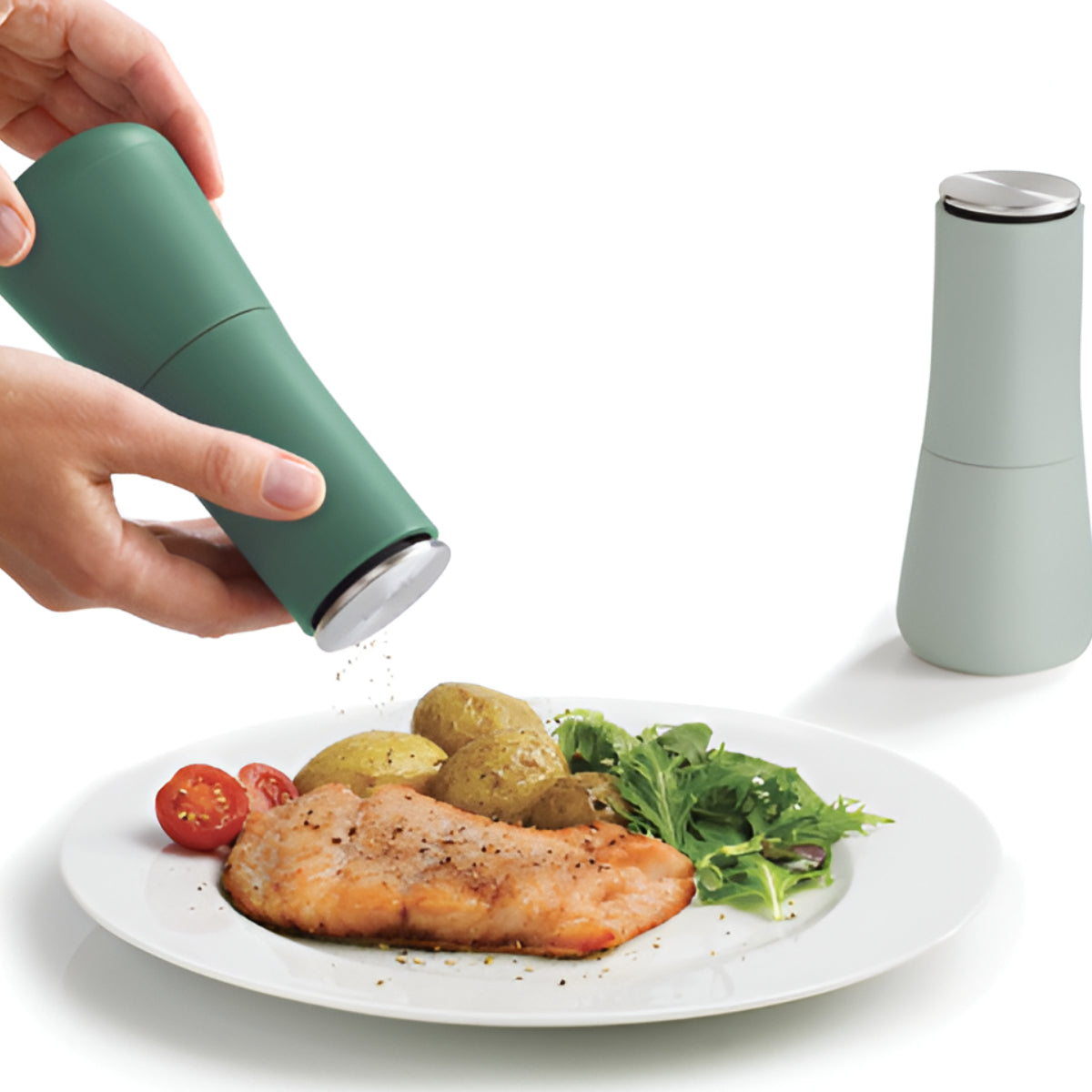 Joseph Joseph Milltop No-Spill Sage Salt & Pepper Mill Set Joseph Joseph by Kitchen Niche