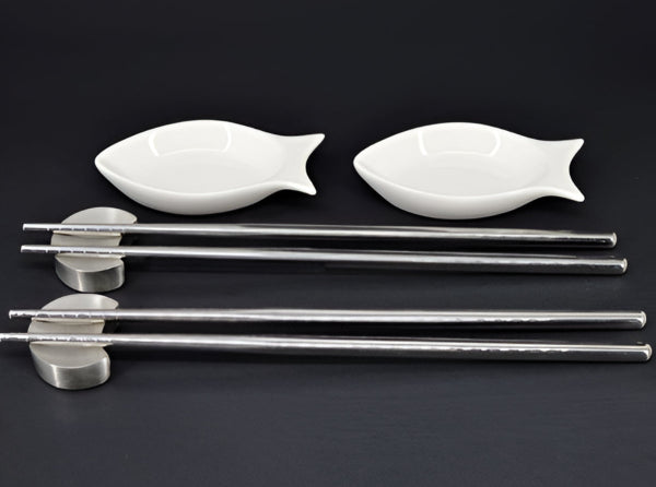 BIA Cordon Bleu Stainless Steel Chopstick Gift Set – 2 Pairs with Rests & Soy Dishes BIA Cordon Bleu by Kitchen Niche