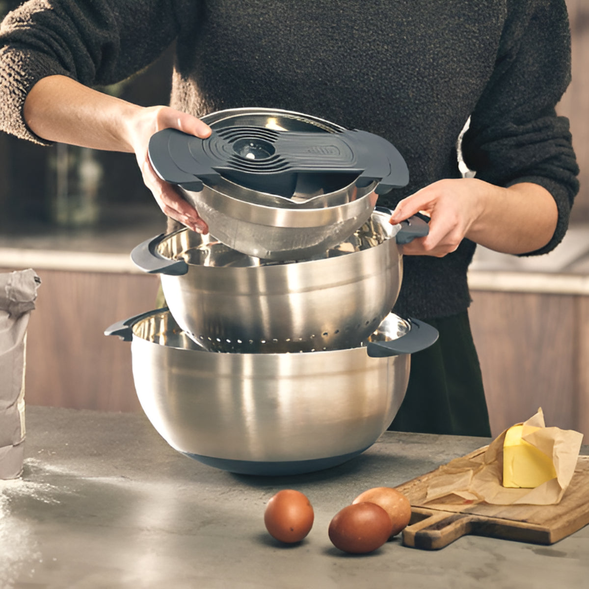 Joseph Joseph Nest 9 Steel Mixing Bowl & Food Preparation Set Joseph Joseph by Kitchen Niche