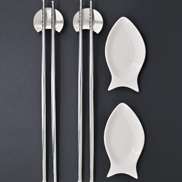 BIA Cordon Bleu Stainless Steel Chopstick Gift Set – 2 Pairs with Rests & Soy Dishes BIA Cordon Bleu by Kitchen Niche