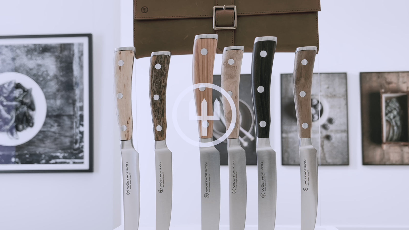 Wüsthof Ikon Steak Knife Set with Leather Roll – 6-pcs.