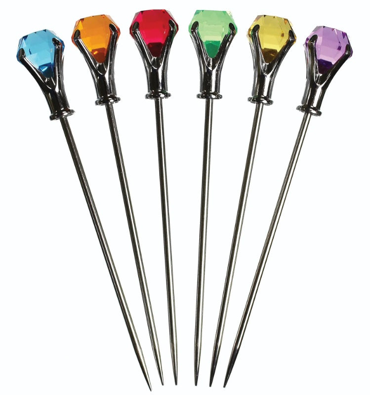 Prodyne Stainless Steel Colorful Diamond Martini Picks Set of 6 by Kitchen Niche