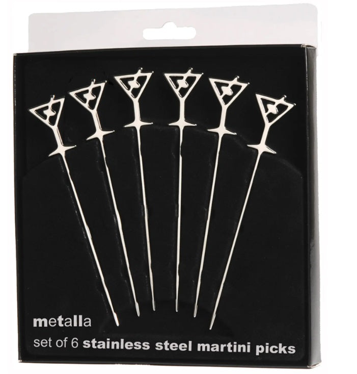Prodyne Stainless Steel Martini Glass Martini Picks Set of 6 by Kitchen Niche