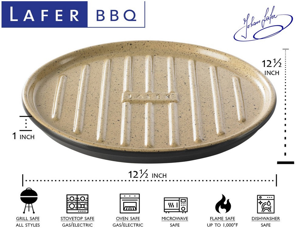 Romertopf Lafer BBQ Pizza & Grilling Dish with Ridges by Kitchen Niche