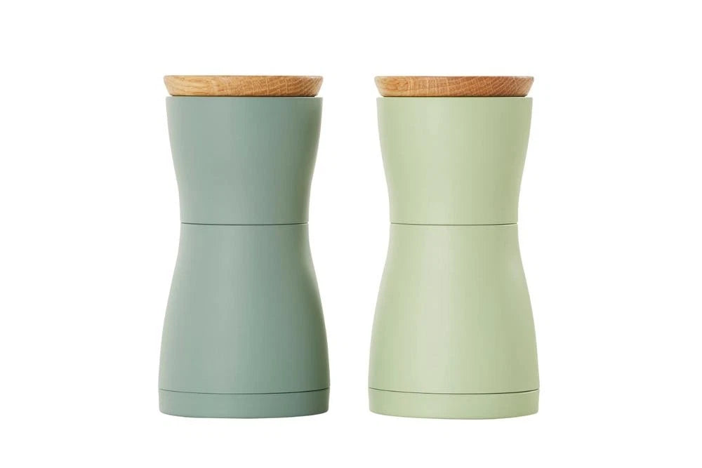 AdHoc Twin Salt & Pepper Mill Set – Dark & Light Green – 5.2" / 13.2 cm