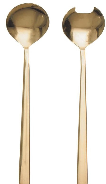 Natural Living Salad Serving Set with Gold Finish by Kitchen Niche