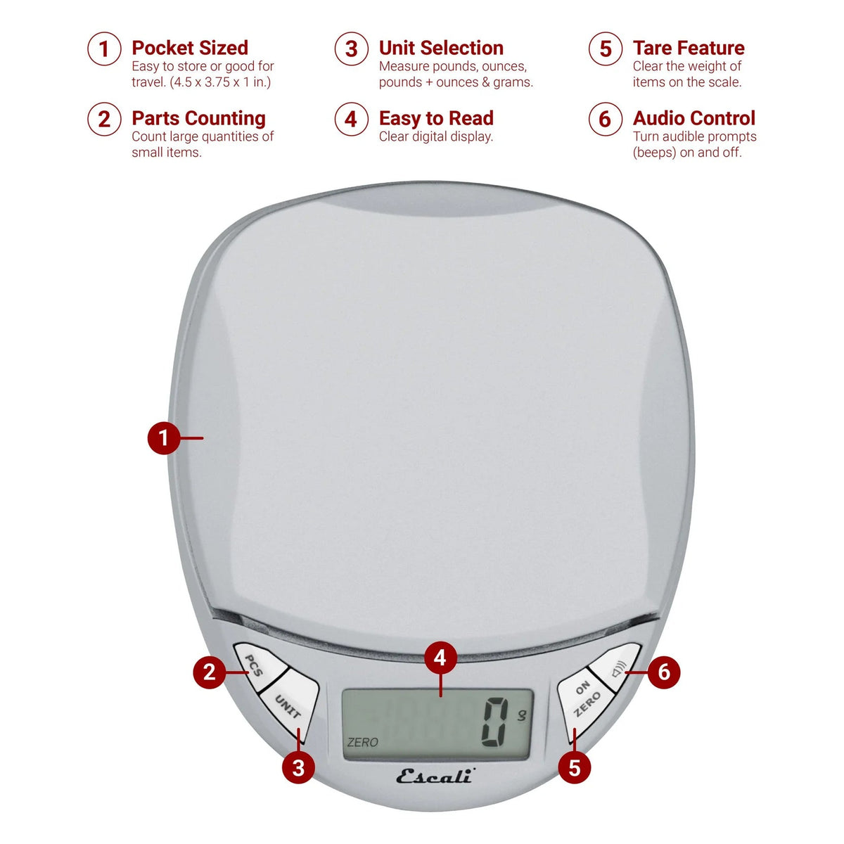 Escali Pico Pocket Digital Kitchen Scale by Kitchen Niche