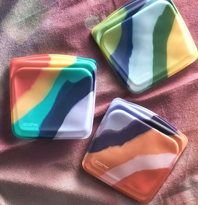 Stasher ARTIVISM Reusable Sandwich Bag Purple Wave by Kitchen Niche