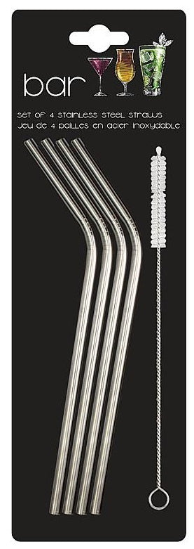 Danesco Stainless Steel Straw Set of 4 by Kitchen Niche