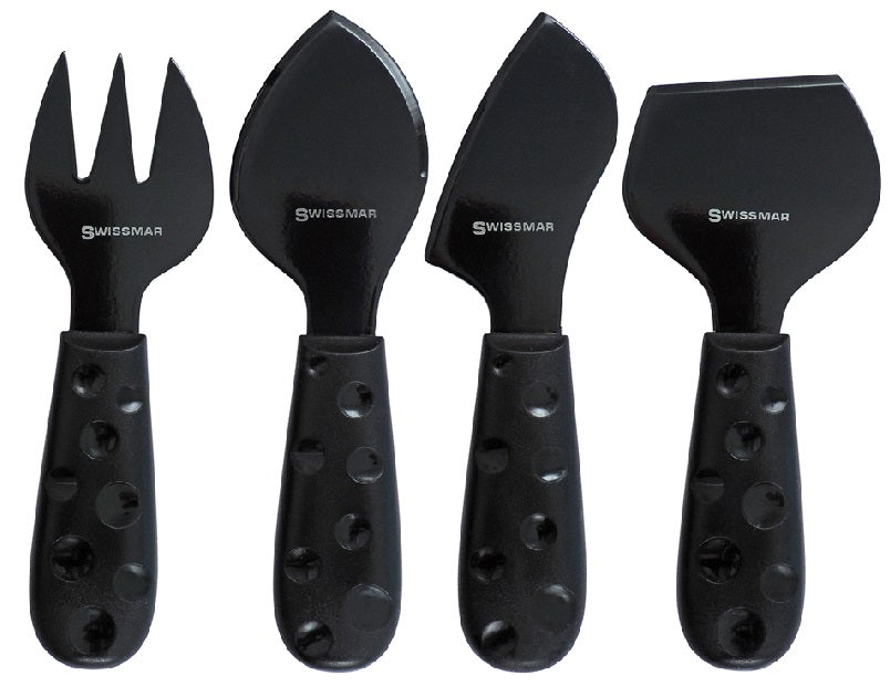 Swissmar Petite Suisse Black 4 Piece Cheese Knife Set by Kitchen Niche