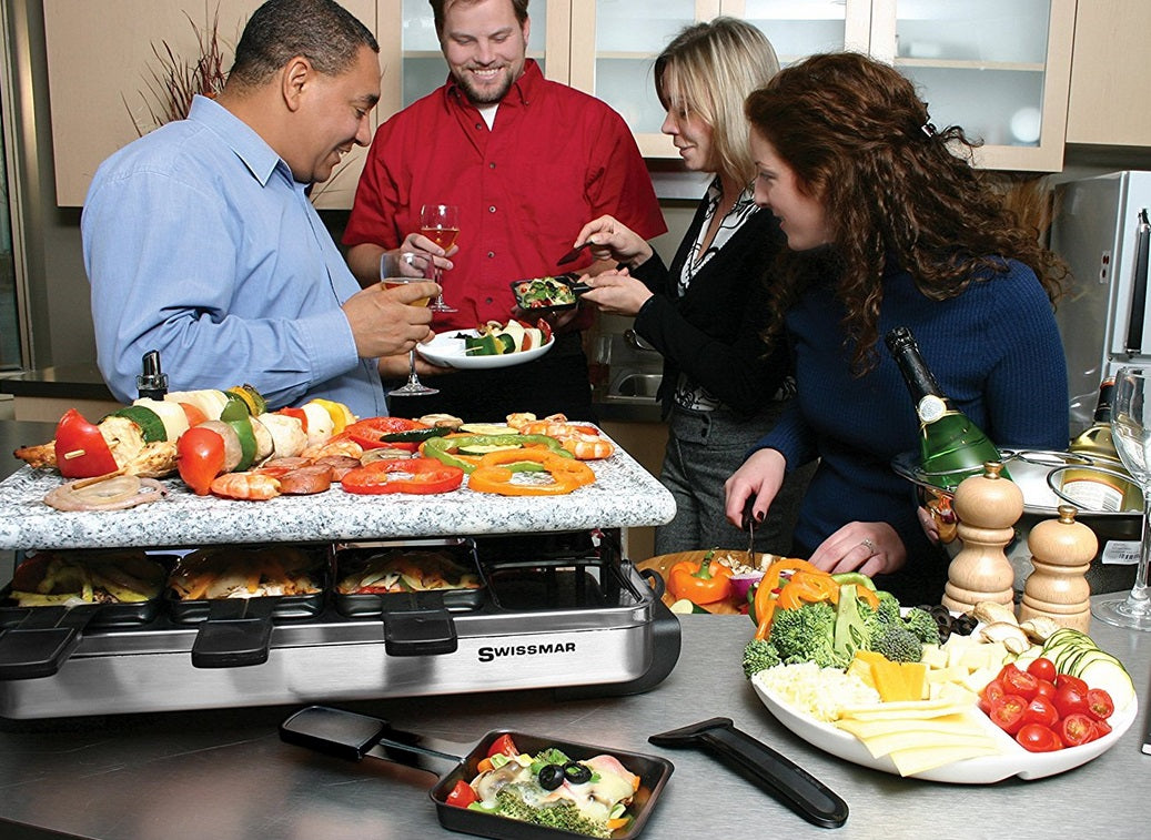 Swissmar 8 Person Stelvio Raclette Grill w/ Granite Stone by Kitchen Niche