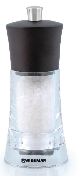 Swissmar Torre 15cm Acrylic Salt Mill with Wood Top by Kitchen Niche
